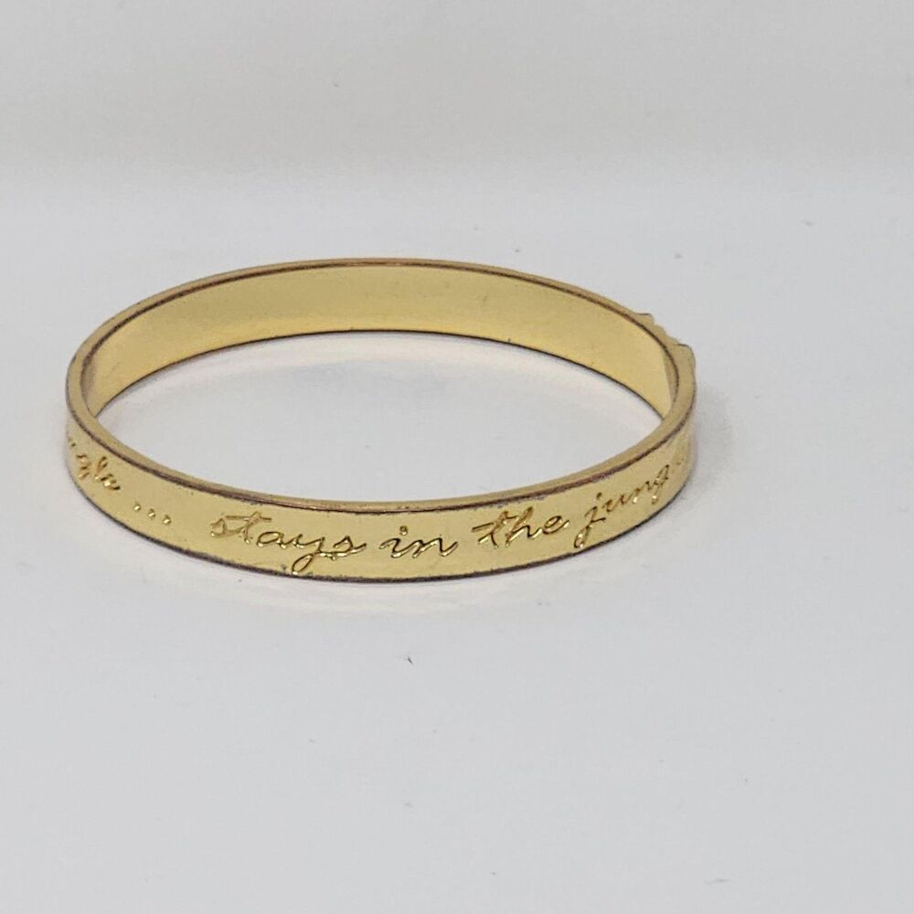 Lilly Pulitzer Bangle Bracelet Gold Tone Elephant Jungle Script Womens Jewelry